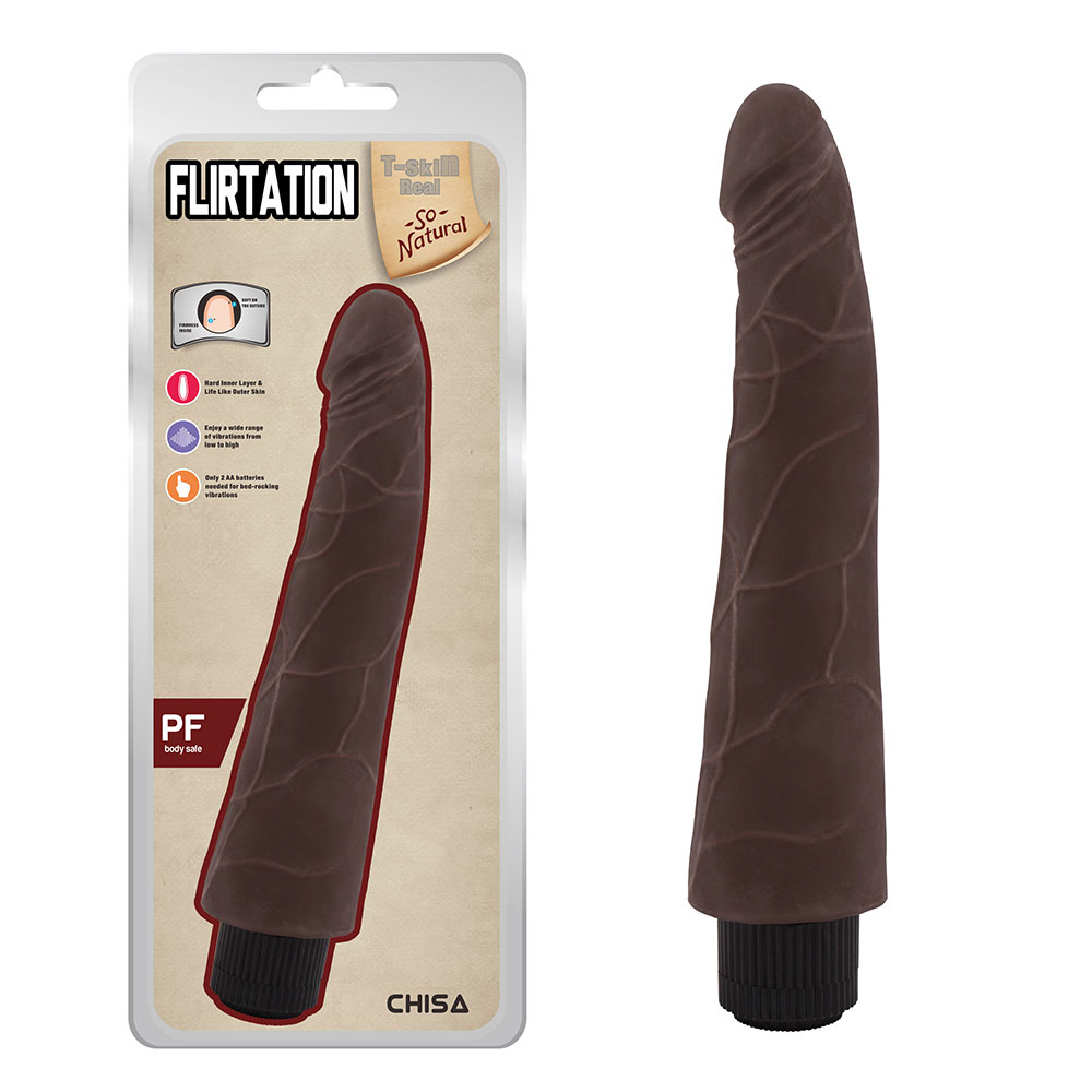 Flirtation-Brown Soft TPE Dual Density Realistic Dildo