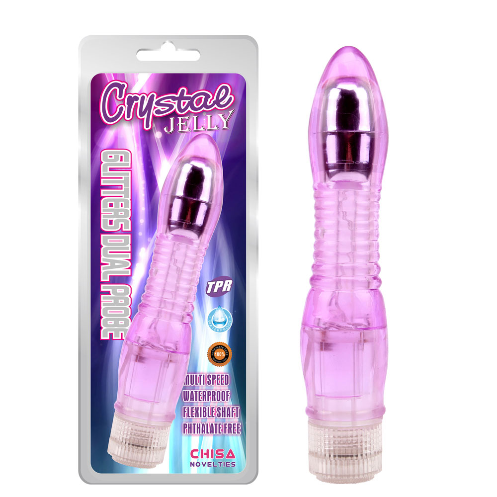 Vibrating realistic dildos Glitters Dual Probe-Purple