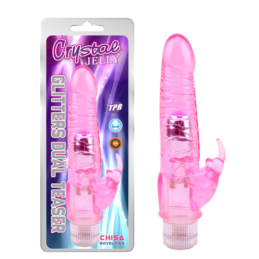 Vibrating rabbit Glitters Dual Teaser-Pink