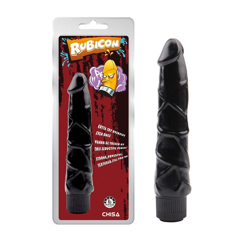 Ignite vibrating Cock-Black Natural PVC Dual Density Dildo