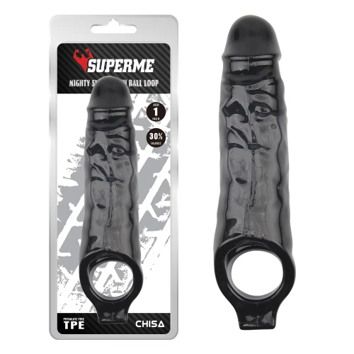 Mighty Loop Black TPE Wearable Increasing Penis Sleeve