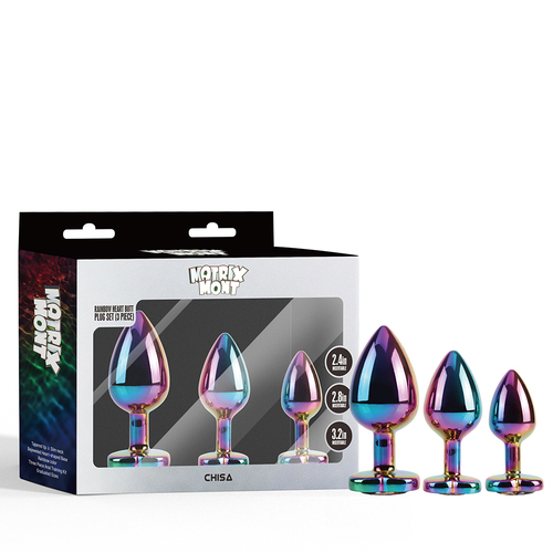 Rainbow Heart Butt Plug Set (3 Piece)