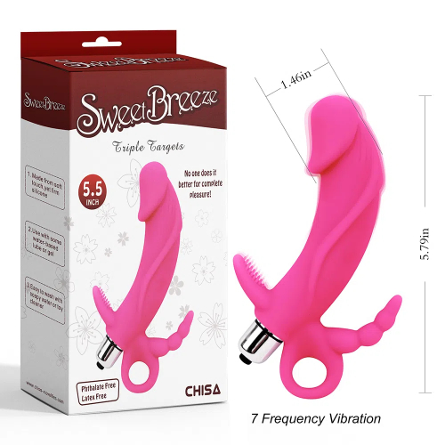 Triple Targets-Pink 7 Frequency Vibration Vaginal Dildos