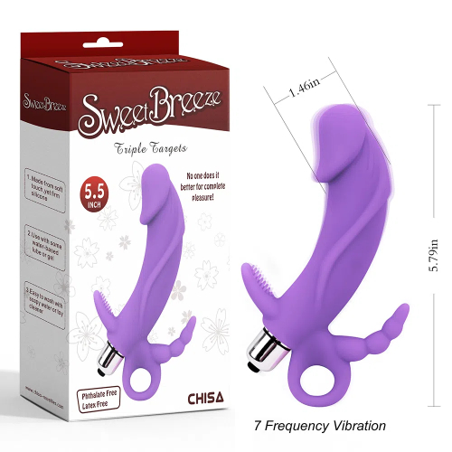 Triple Targets-Purple 7 Frequency Vibration Vaginal Dildos